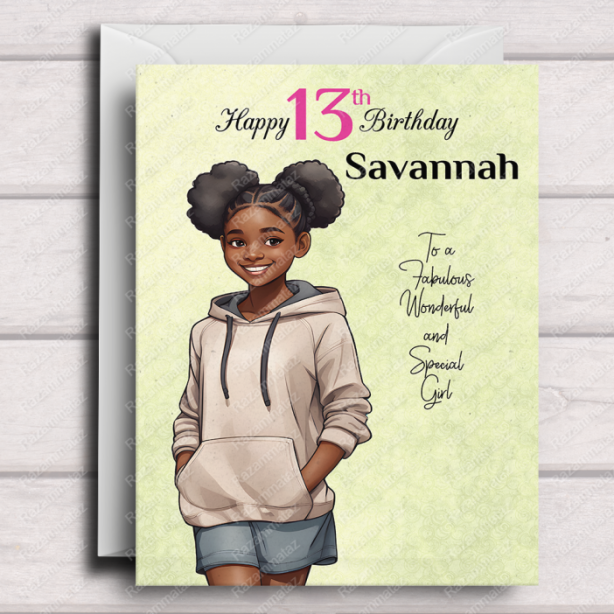 Black Girl Birthday Card Q